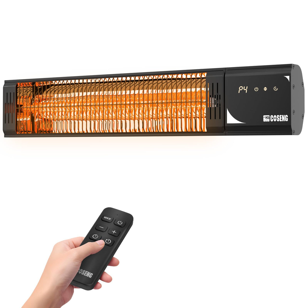 Outdoor Heaters 1500W, 3s Rapid Heating, IP65 Waterproof, 4 Heat Levels, 24H Timer & Memory Function, Touchscreen