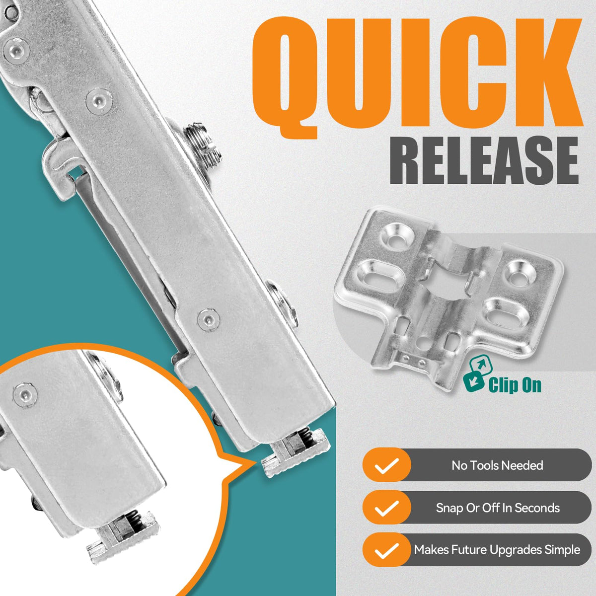 Soft Close Hinges for Frameless Cabinets, 110° Full Overlay, 50 Pack