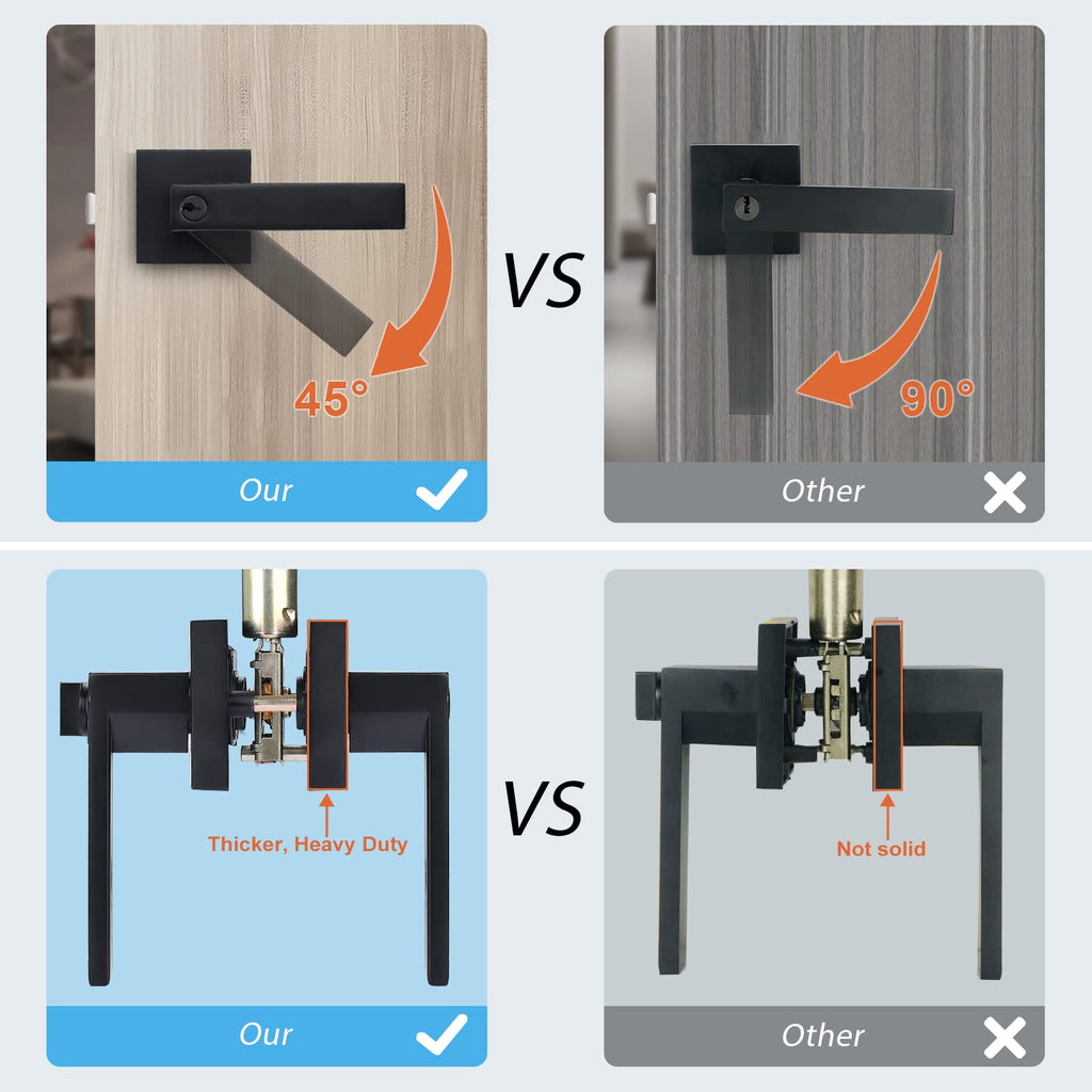 Black Door Handle Black 8 Pack, Keyed-Entey Door Levers, Heavy Duty Door Knobs with Lock and Key (Same Key)