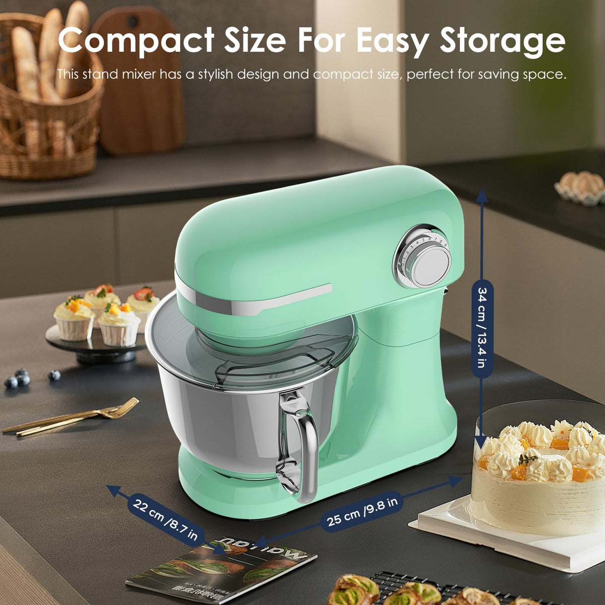 5.5QT Stand Electric Mixer, 12-Speed Kitchen Mixer with Tilt-Head, Stainless Steel Bowl Dough Mixer, Egg Whisk, Dough