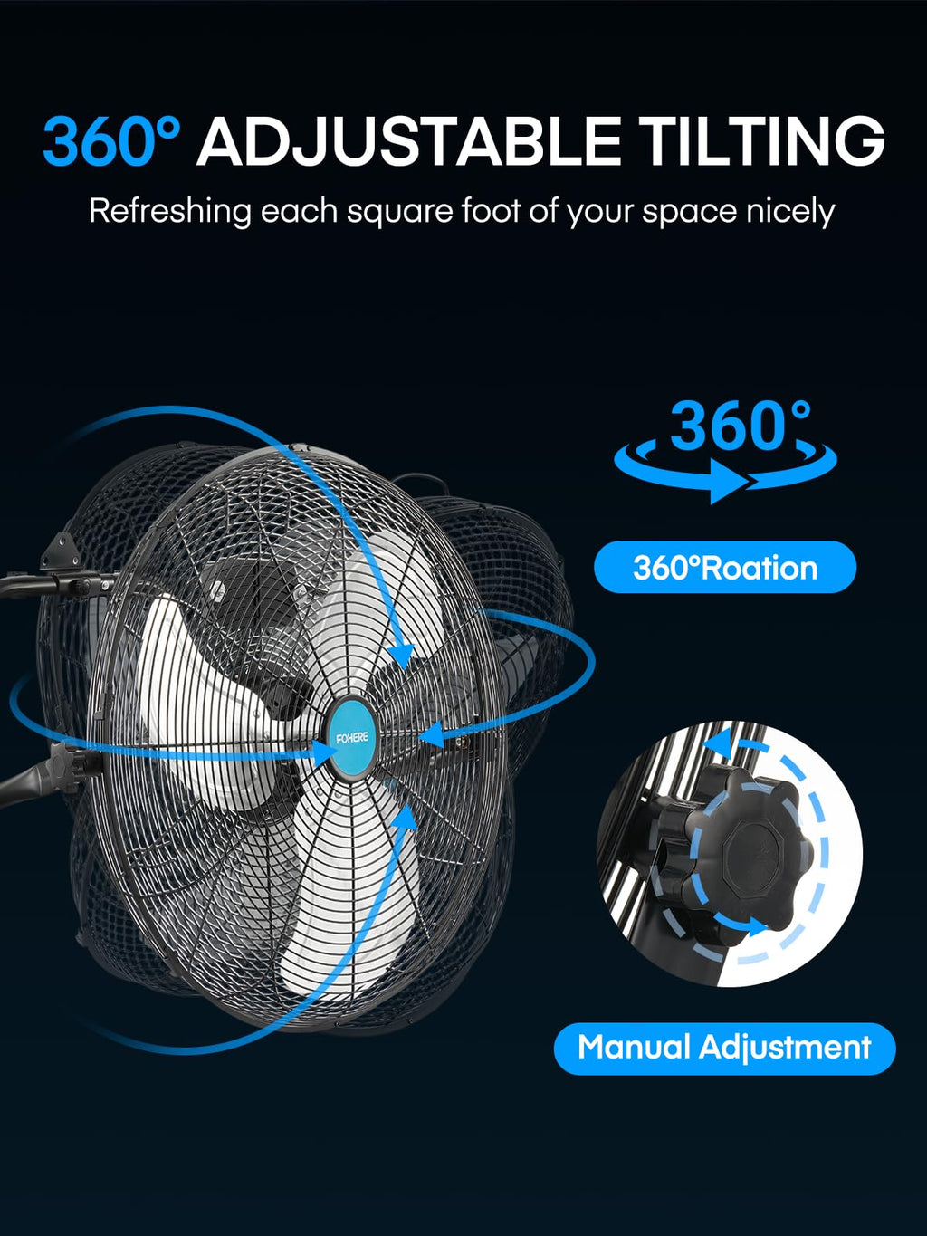 2-Pack 20-Inch High Velocity Floor & Wall Mount Fans, 4700 CFM