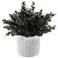 Black Artificial Eucalyptus Plant in Gray Geometric Concrete Pot