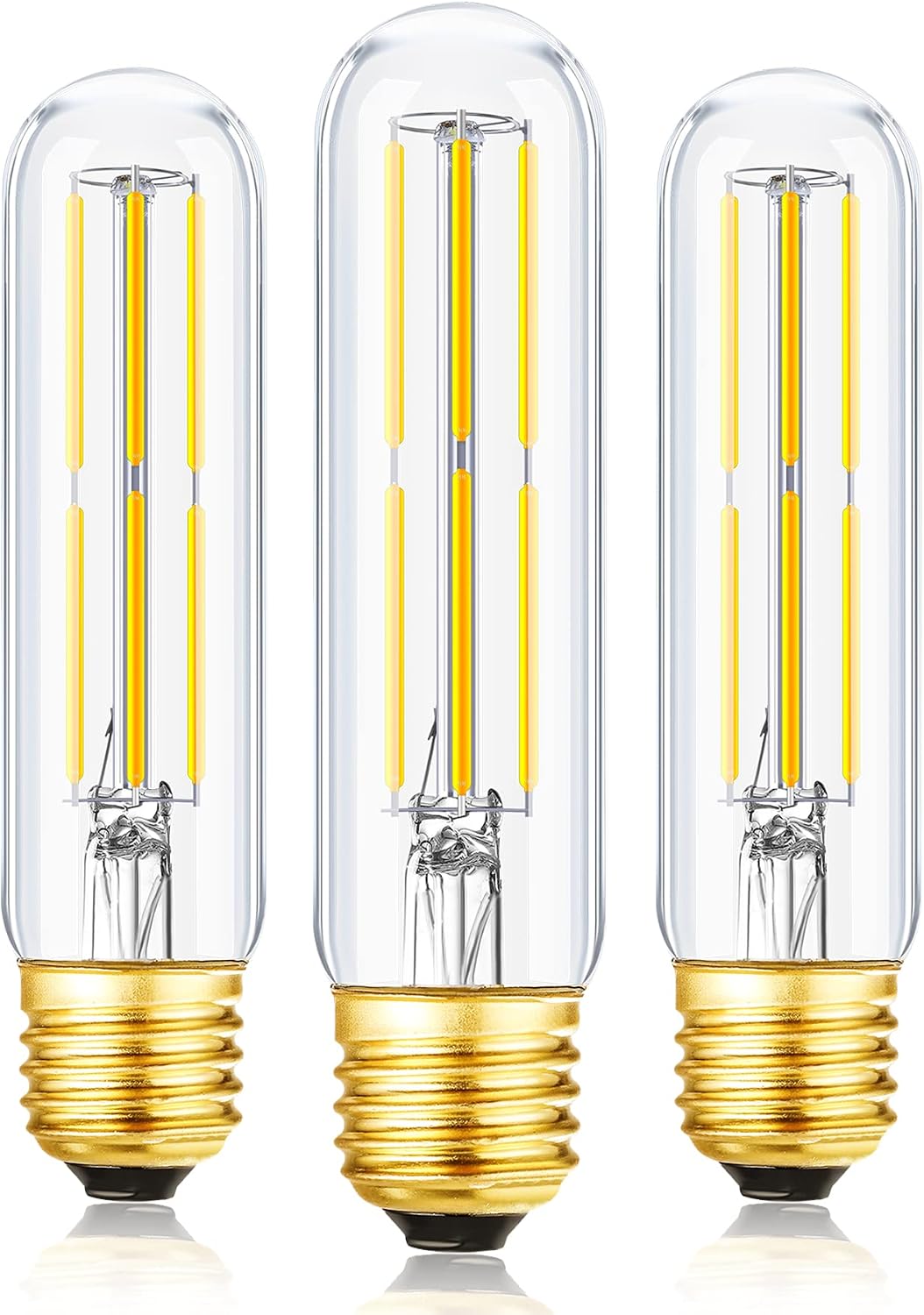 T10 Led Bulb,Dimmable Led Tubular Bulbs 6W,Equivalent 60Watt,Daylight 4000K, 600LM, Clear Glass,E26 Base Vintage LED