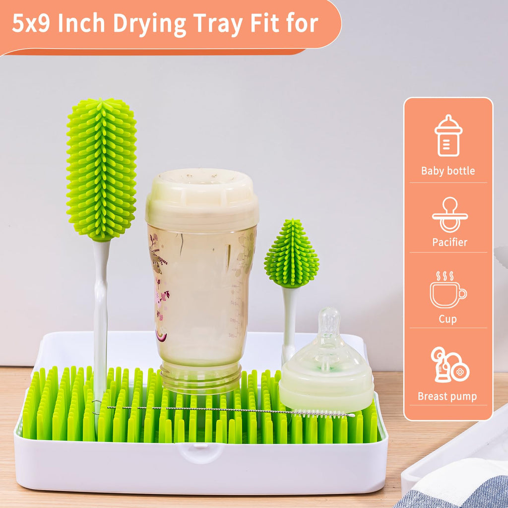 Baby Bottle Drying Rack, Travel Bottle Cleaner Kit for Working Mom, Baby Feeding Essentials - 9 x 5 x 2.5
