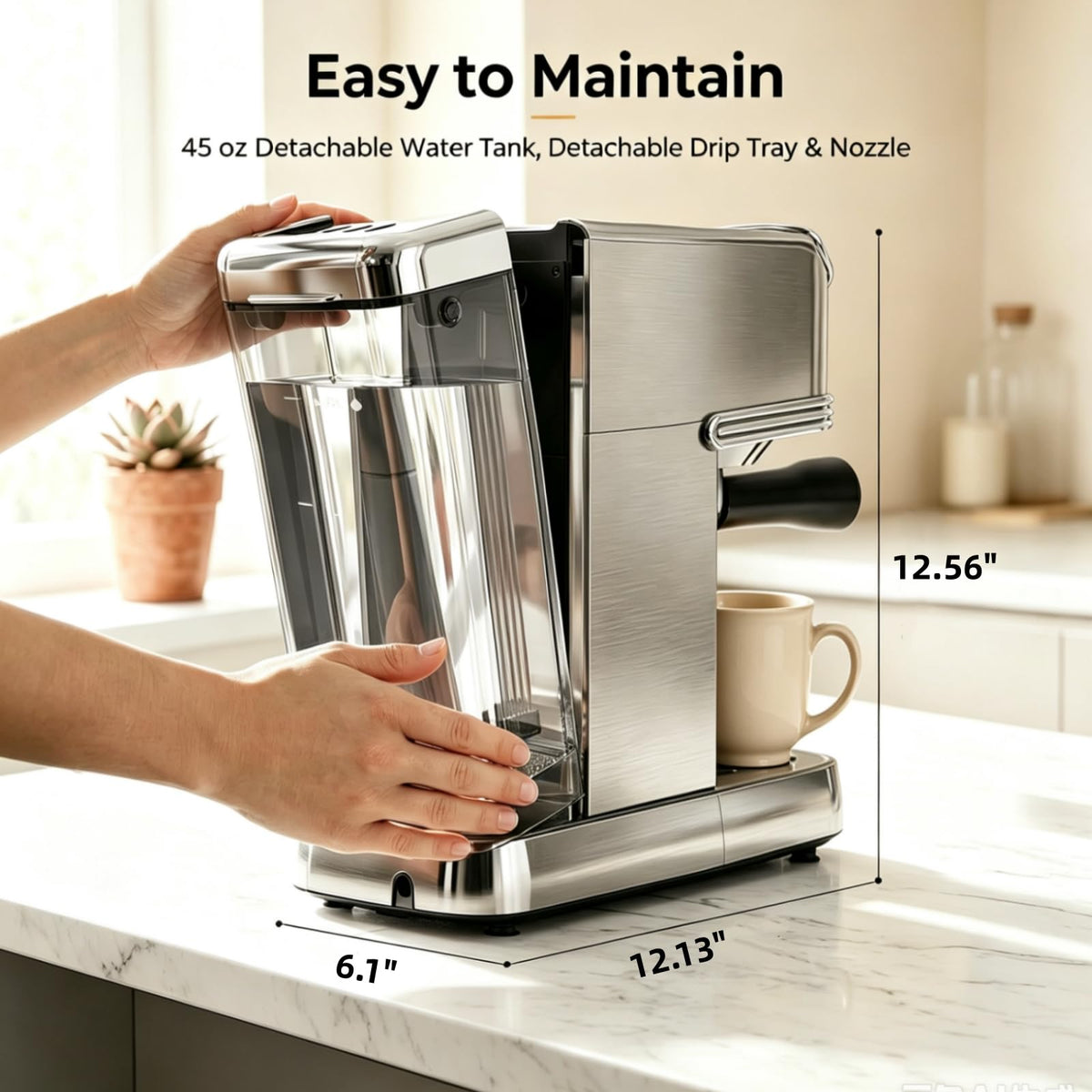 Stainless Steel 20 Bar Espresso Machine with Milk Frother
