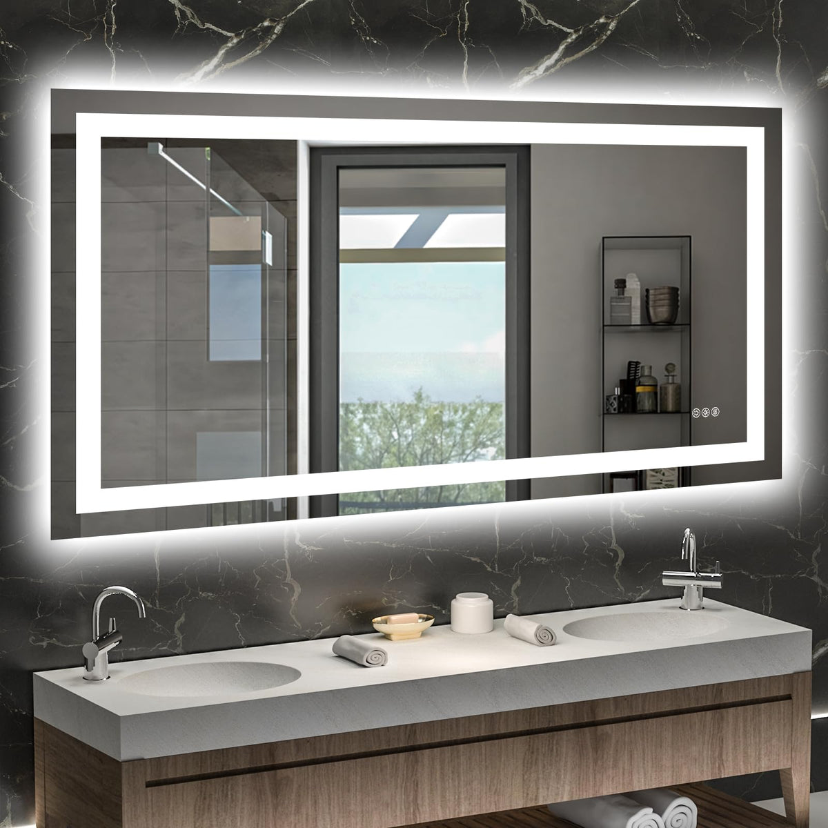 55"X30" LED Bathroom Mirror with Lights, UL Listed