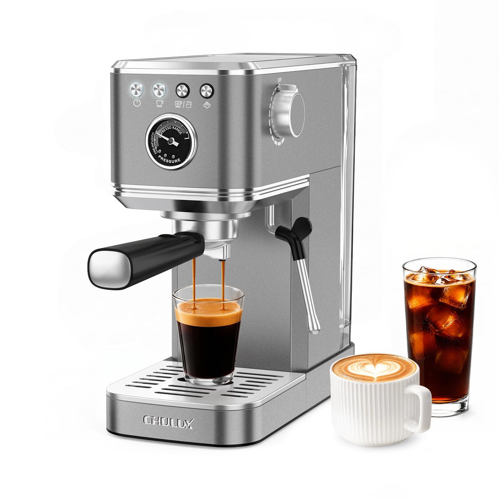 Elite Espresso Coffee Machine with Steam Wand for Cappuccino, Gray