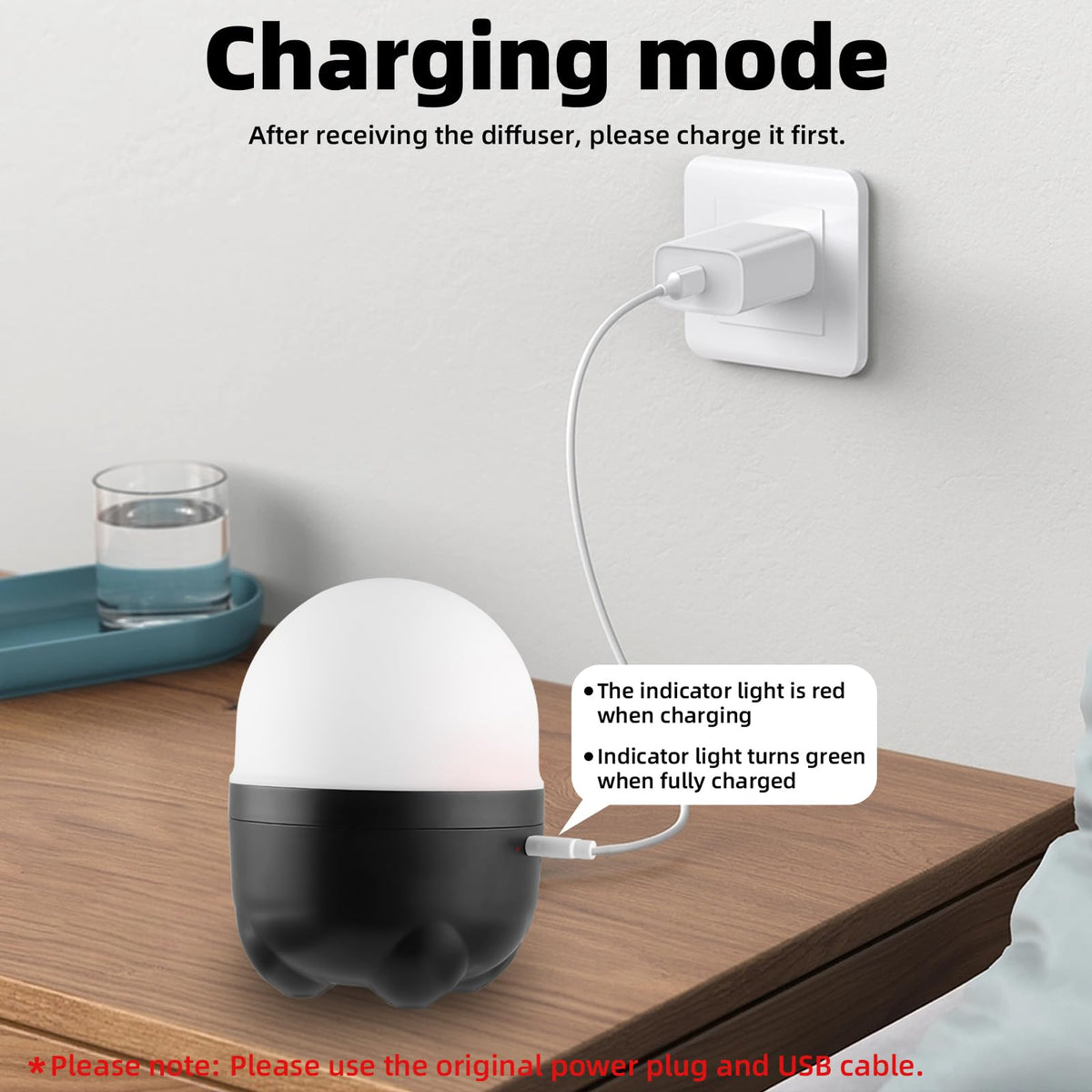 Cordless Essential Oil Diffuser, Built-in 6000mAH Rechargeable Battery, 7 Hours Run Time, 7 Colors LED Light
