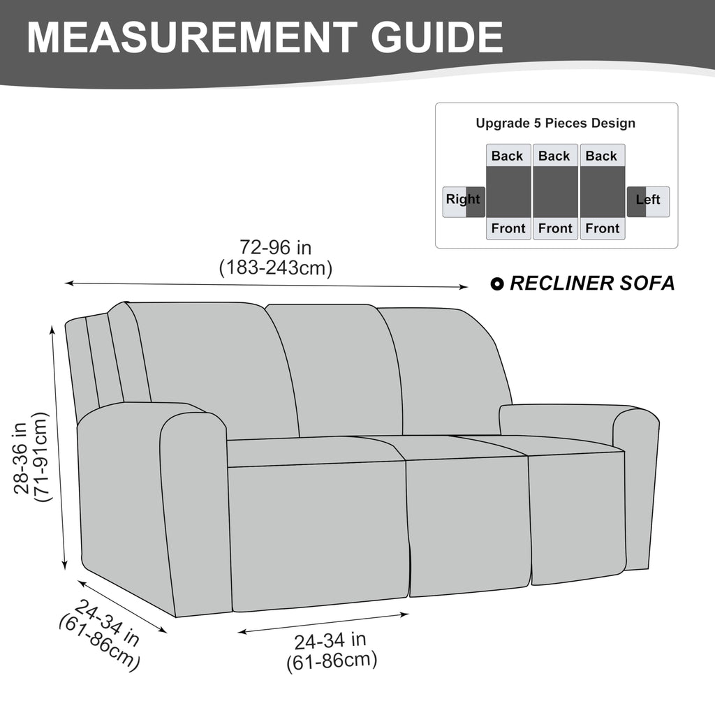 Gennia Waterproof Recliner Sofa Cover, 3 Seat Couch Cover, Light Blue