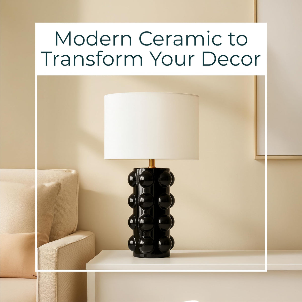 Inspired Nelson Style Ceramic Table Lamp with Bubble Base Decor - Decorative Indoor Lighting, Bedside, and Nightstand Decor - Functional