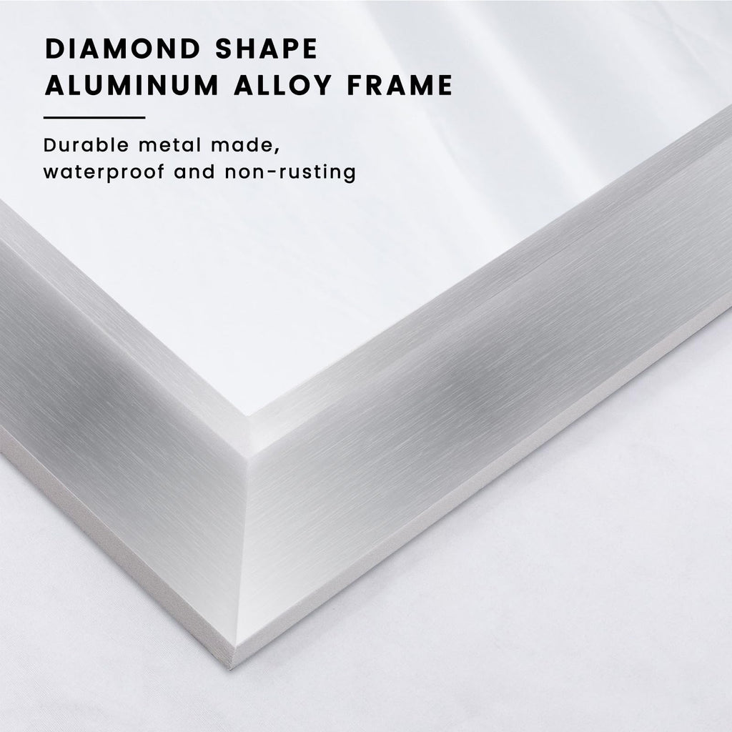 Bathroom Mirror for Wall 40x30 Inch, Brushed Silver Metal Framed
