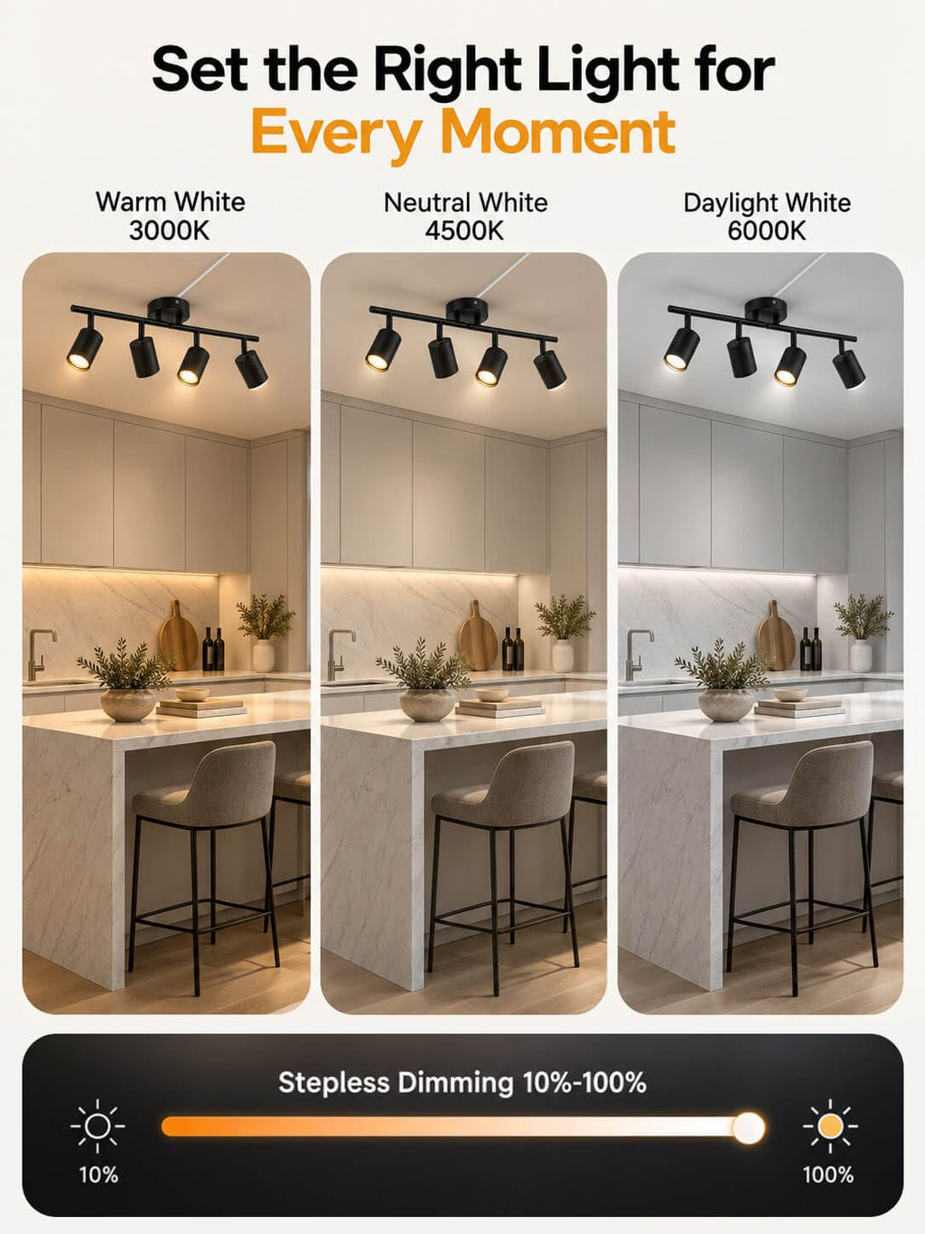 Plug-in Track Lighting Kit, Ceiling Spotlight, Black