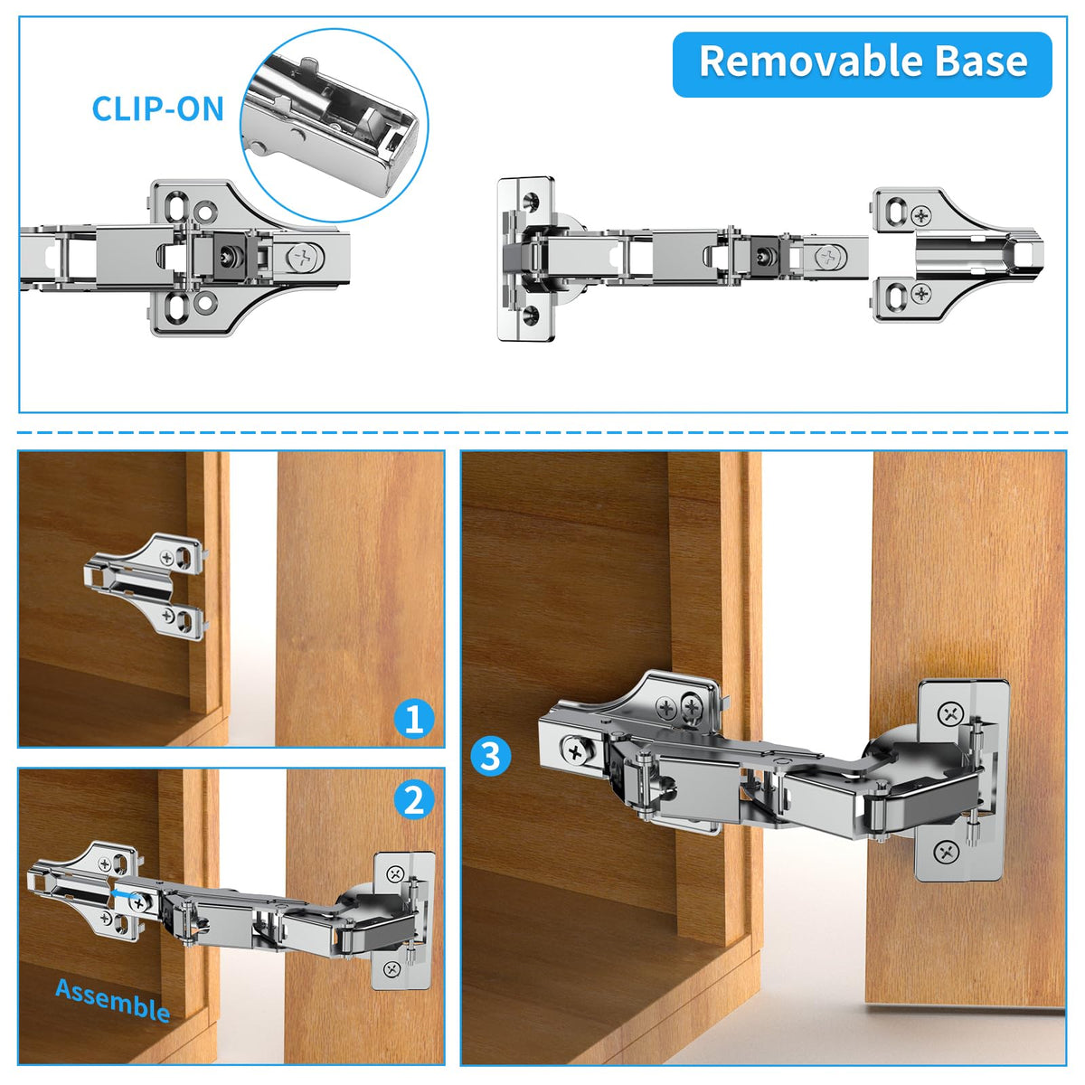 2 Pack Face Frame Full Overlay 175 Degree Lazy Susan Hinge, Clip ON Plate, Soft Close Multi-Pivot Concealed Hardware