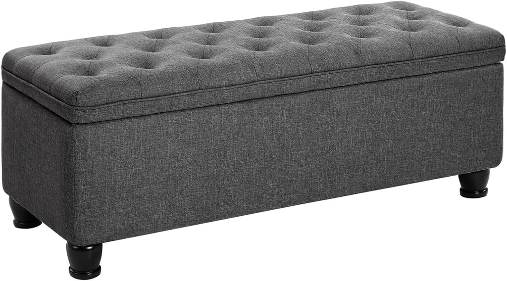 Storage Ottoman, 46.5 Inches Bedroom Bench, Solid Wood Legs