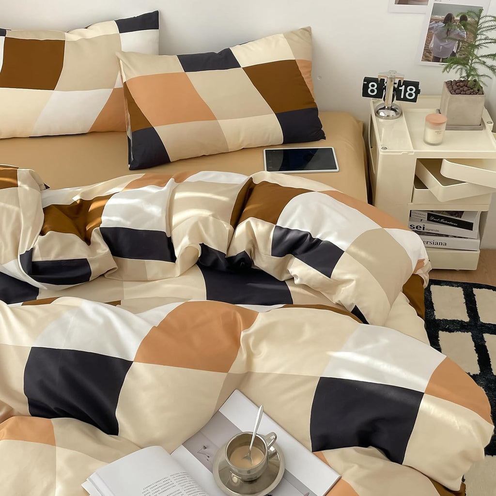 Checkerd Comforter Set Buffalo Plaid Bedding Set Men Women Modern Chic Grid Bed Blanket White Black Plaid