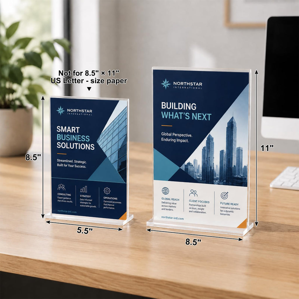 5.5 x 8.5 Acrylic Sign Holder 6 pack, Clear Table Display Stand