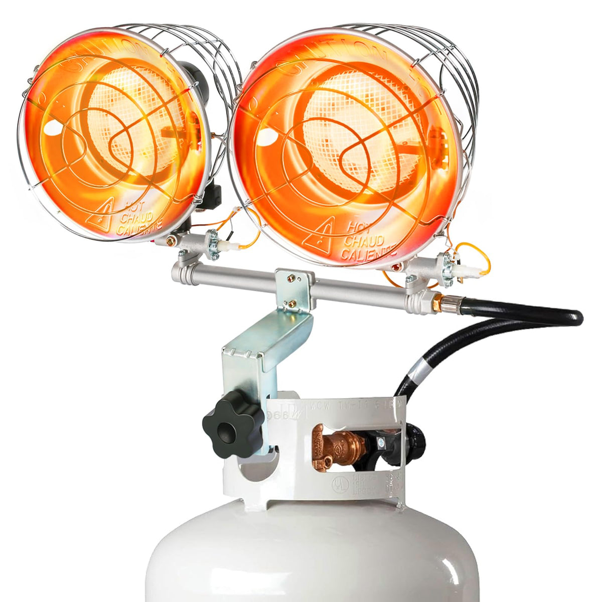 Double Tank Top Propane Outdoor Heater, 30, 000 BTU Propane Radiant Heater with 3 Heating Modes, Shut-off Valve and