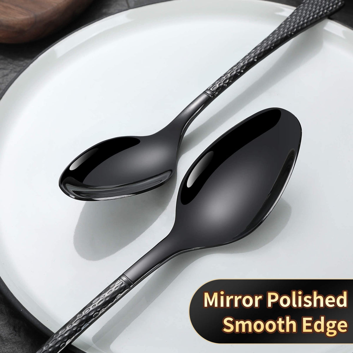 Hammered Black Silverware Set,20 Piece Modern Flatware Set Service for 4,Mirror Polished Stainless Steel Cutlery Set
