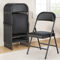 Folding Chairs 8 Pack, 350 lbs Heavy Duty Metal Frame Folding Chairs with PU Leather Padded Seat, Ergonomic Portable