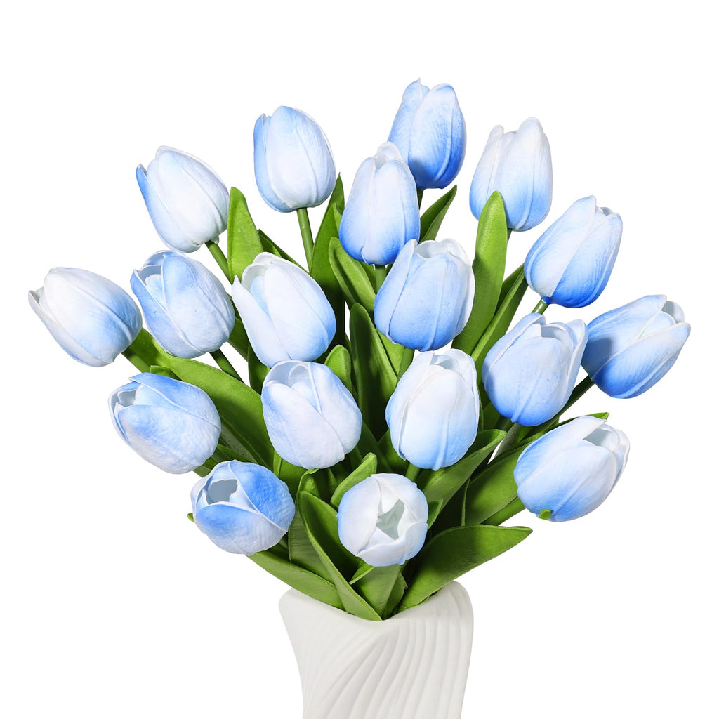 18pcs Tulips Artificial Flowers Faux Tulip Real Touch Tulip Fake Flowers Bouquets Arrangements for Mothers Day Spring