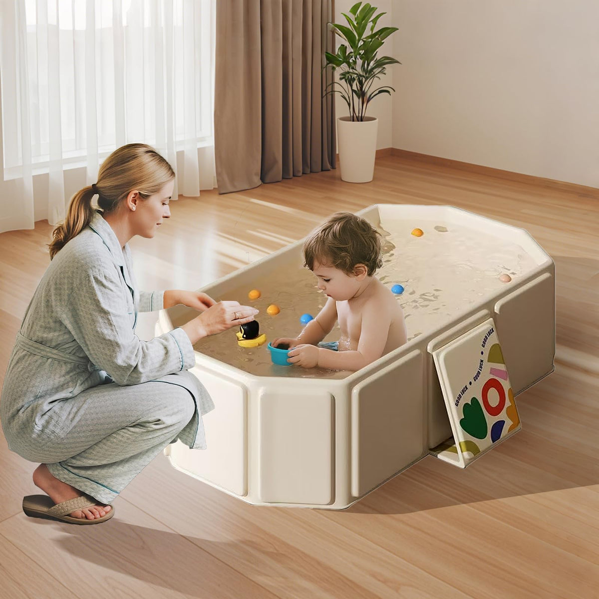 Toddler Bath Tub for Shower, Portable Baby Bathtub, Foldable Kids Bathtub - Portable, Travel & Shower Ready, Easy to