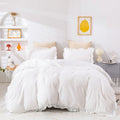 White Comforter Set Ruffle Bedding Comforter Set Farmhouse Boho Ruffles White Blanket Quilts Soft Breathable