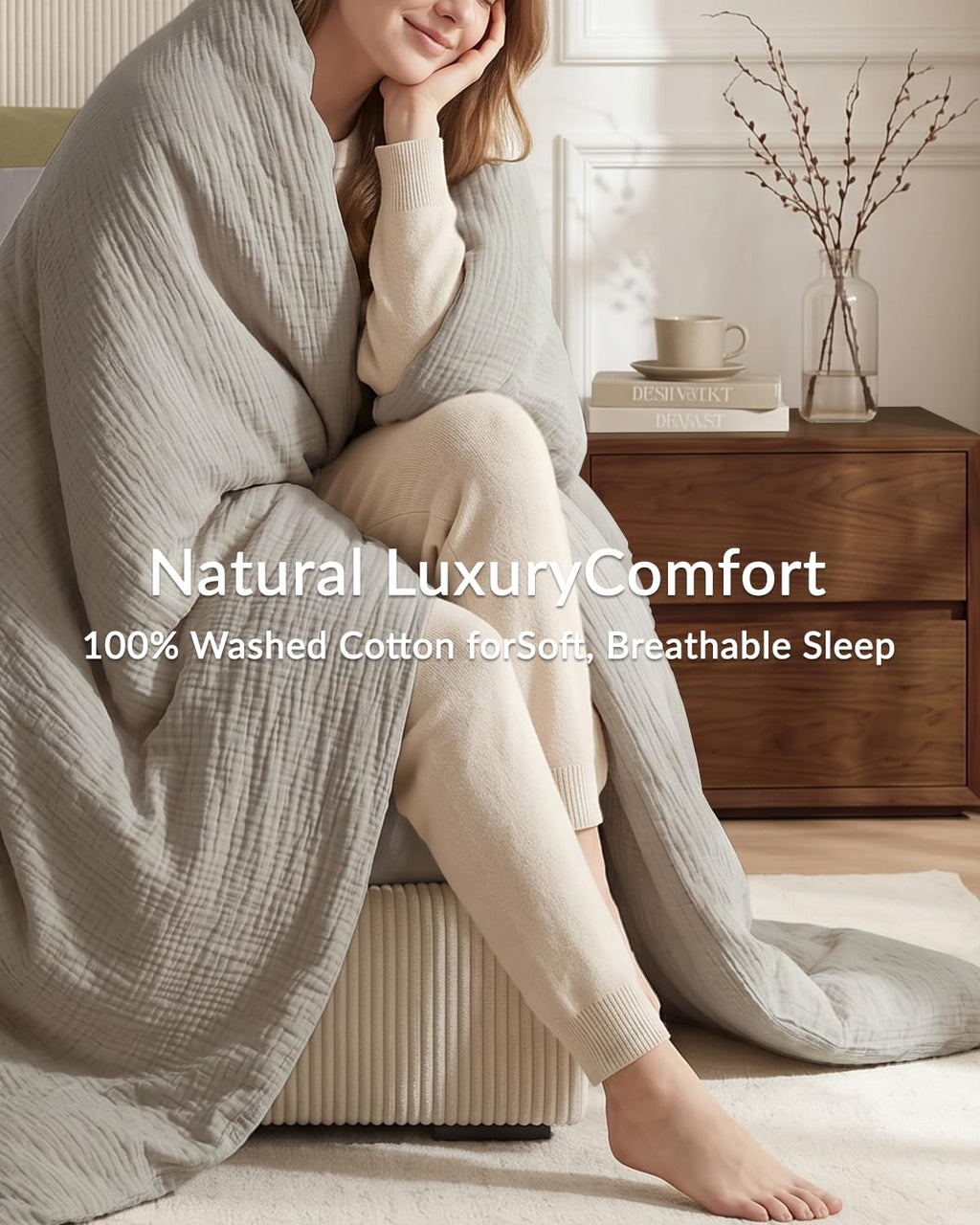 Muslin Duvet Cover, 100% Washed Cotton Duvet Cover Set