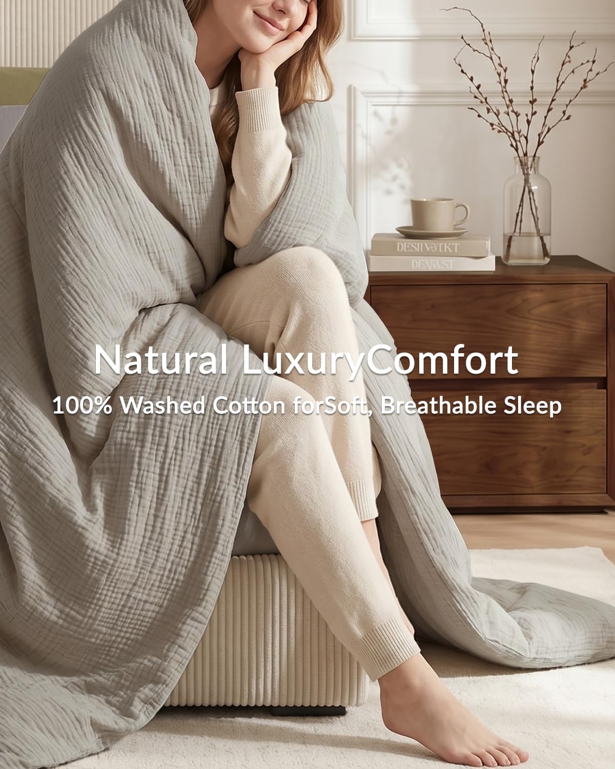 Muslin Duvet Cover, 100% Washed Cotton Duvet Cover Set