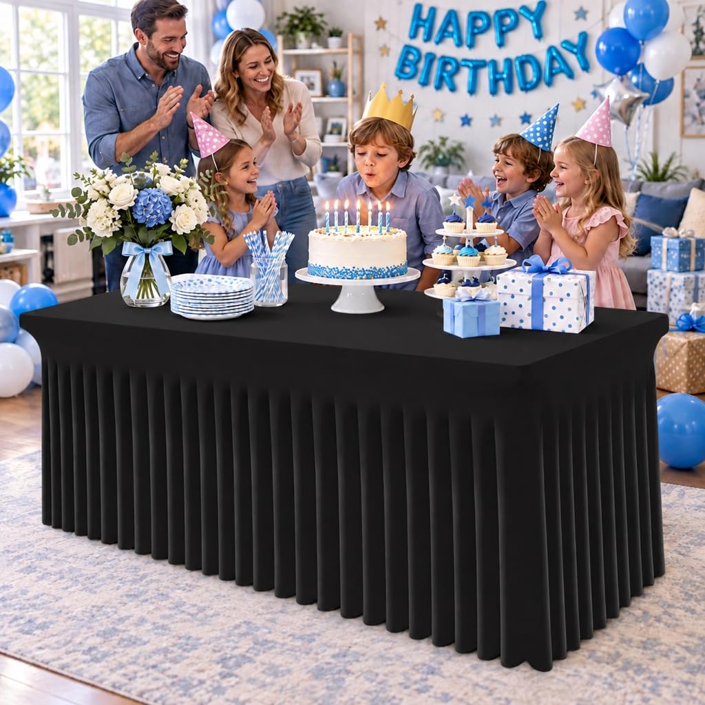 Spandex Elastic Fitted Table Cloth Skirt for 6FT Rectangle Table