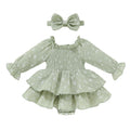 Baby Girl Romper Cute Infant Girls Cotton Clothes Long Sleeve Dress with Headband Fall Winter Outfits