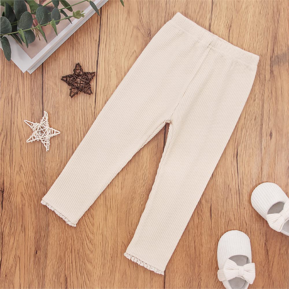 Toddler Baby Girls Leggings Footless Tights Ruffle Basic Ribbed Cable Knit Stocking Infant Little Girl Bottom Pants