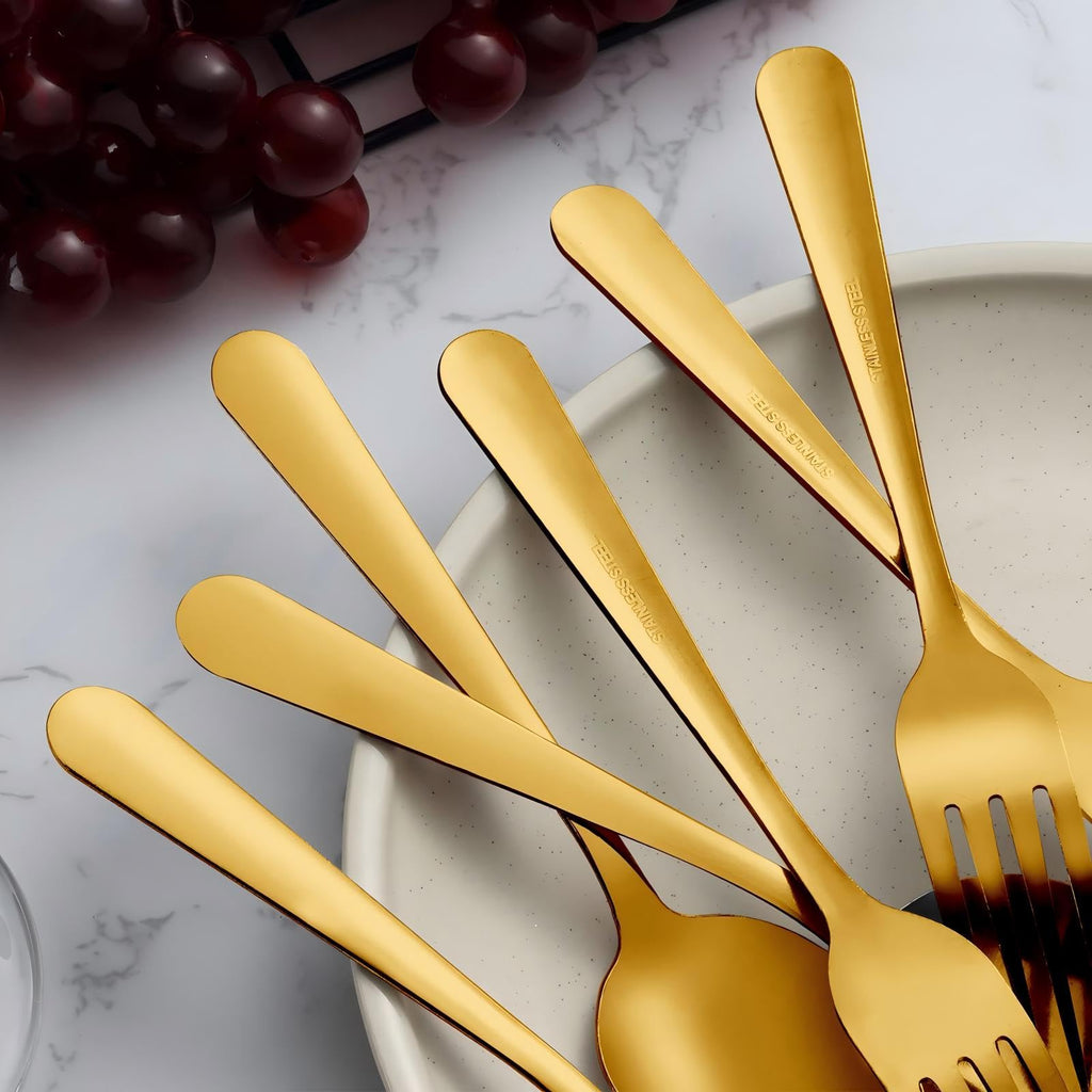 24-Piece Spoons and Forks Set Silverware Set - Forks and Spoons Stainless Steel Silverware and Restaurant, 12-Fork