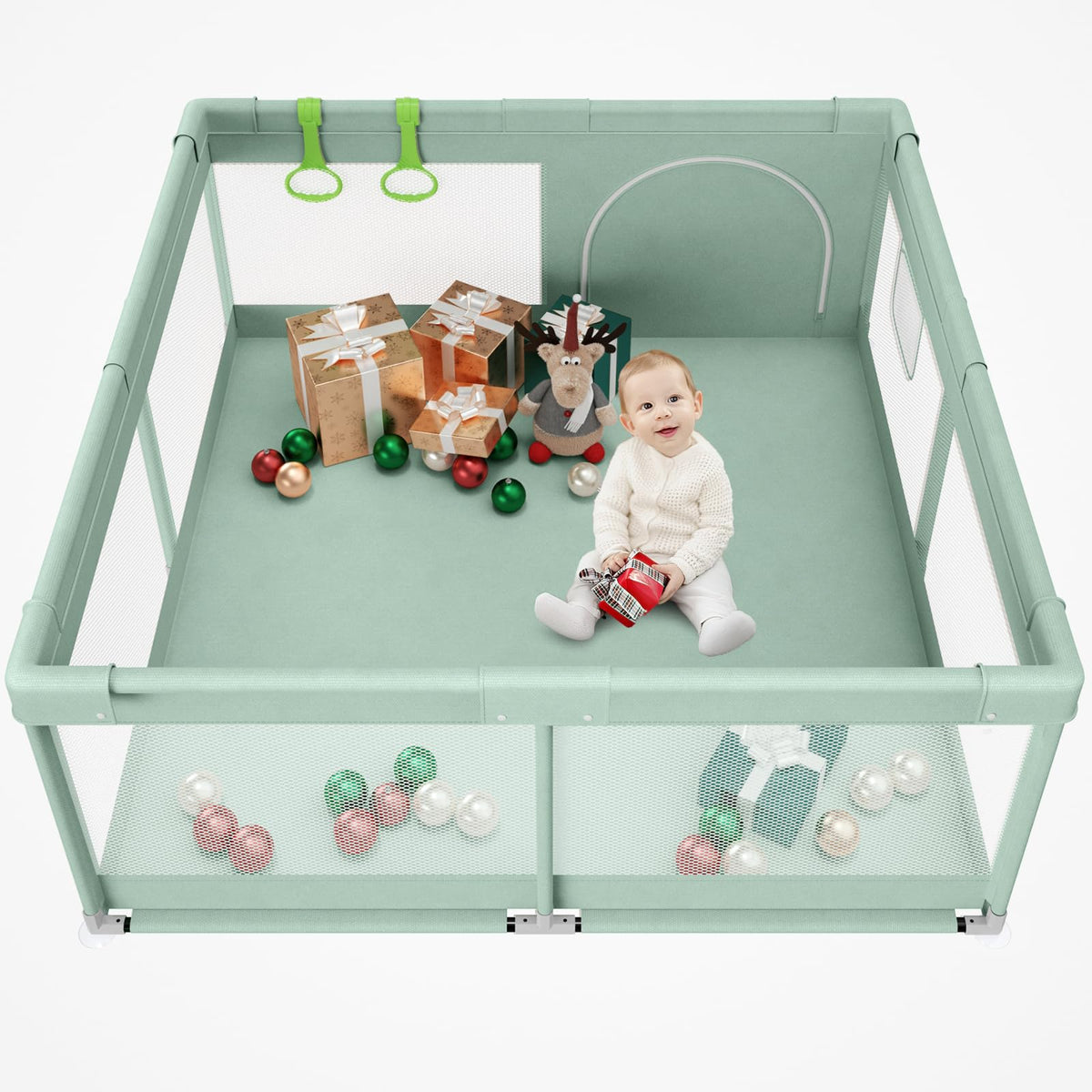 Baby Playpen, Playpen for Babies and Toddlers,47x47in, Light Green