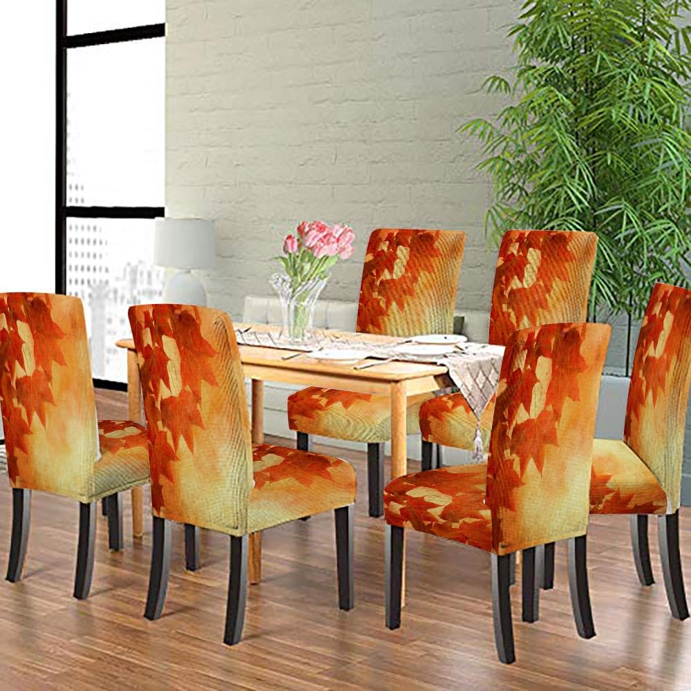Fall Autumn Maple Orange Dining Chair Slipcovers Set of 4