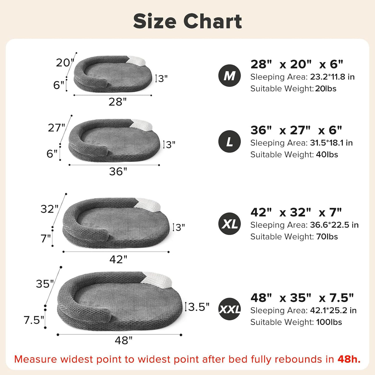 XL Orthopedic Dog Beds Large Sized Dog, Extra Large Washable Waterproof Oval Large Dog Bed with Removable Cover