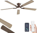 60" Brown Flush Mount Ceiling Fan with Light & Remote