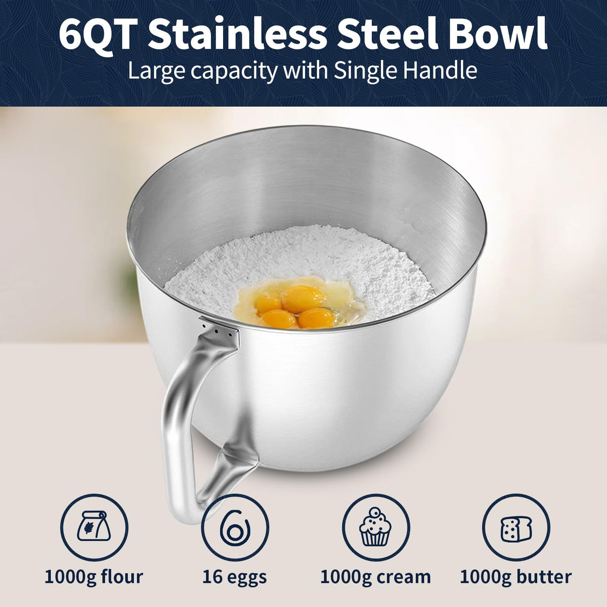 Stand Mixer, 6QT Mixers Kitchen Electric Stand Mixer, Dough Mixer Gray