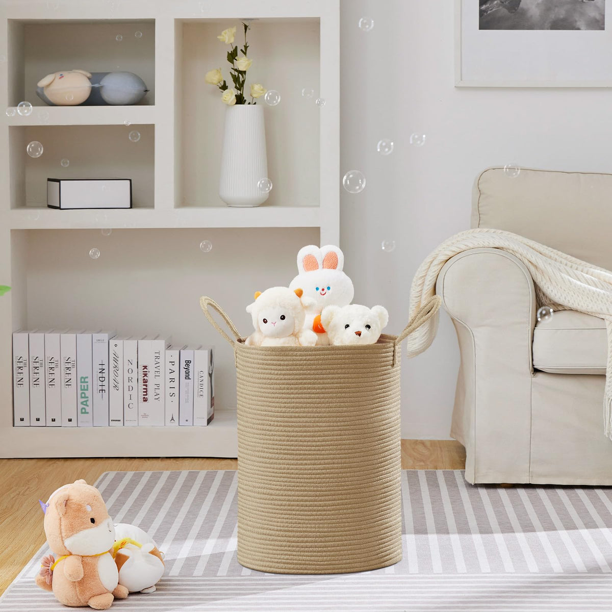 58L Tall Woven Laundry Basket Hamper, Jute