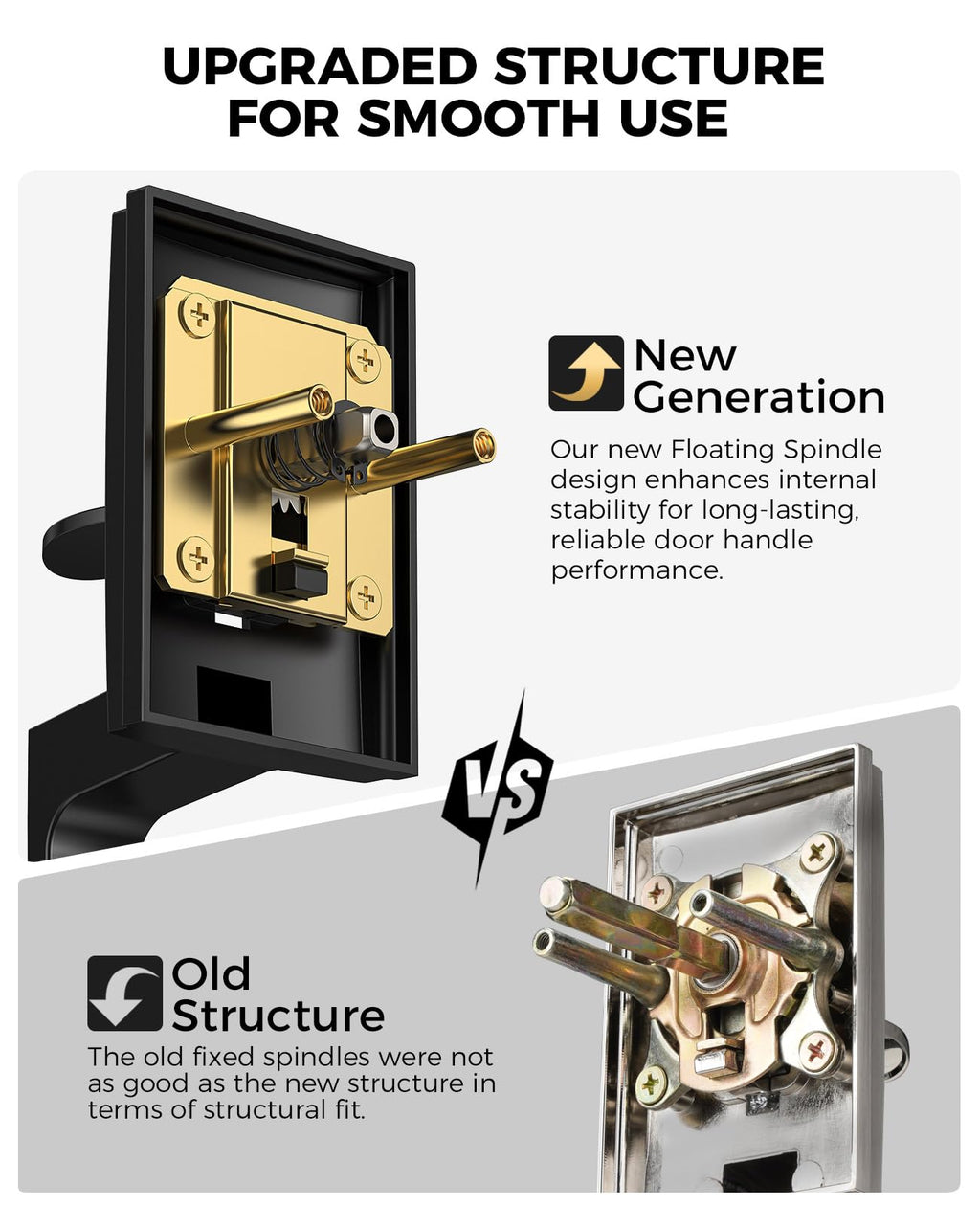 Black Front Door Handle and Deadbolt Set with Modern Exterior Knob