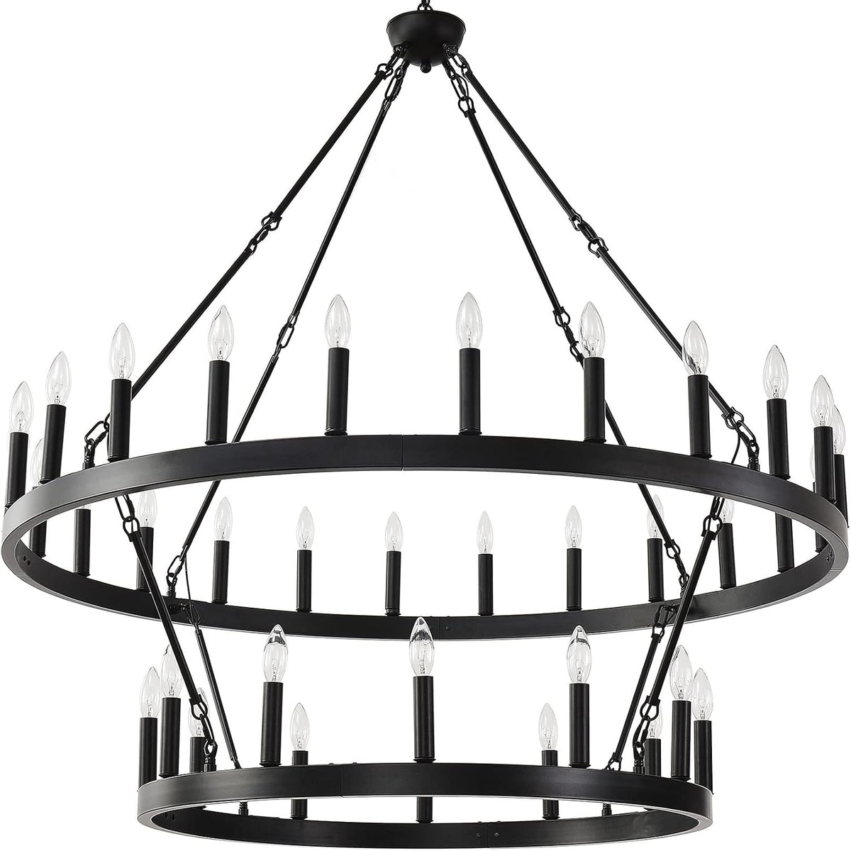 48 Inch Large Black Wagon Wheel Chandelier
