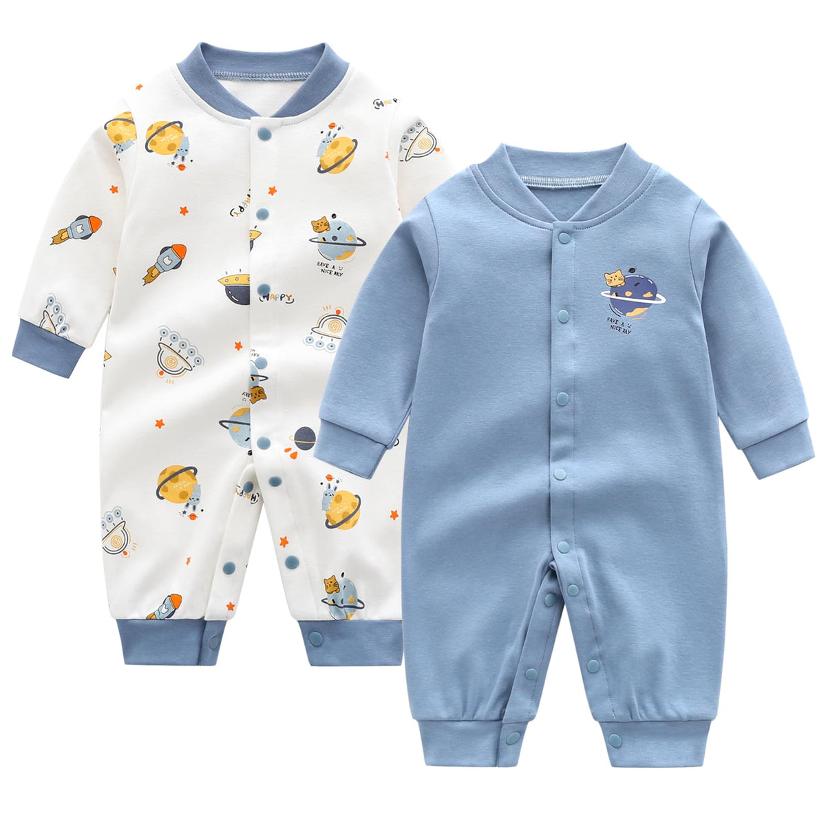2 Pack Baby Boy Rompers Newborn Clothes With Snap Button