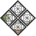 Set of 4 Mirrors Square Wall Mirror,Gorgeous Rustic Farmhouse Accent Mirror,Black Entry Mirror