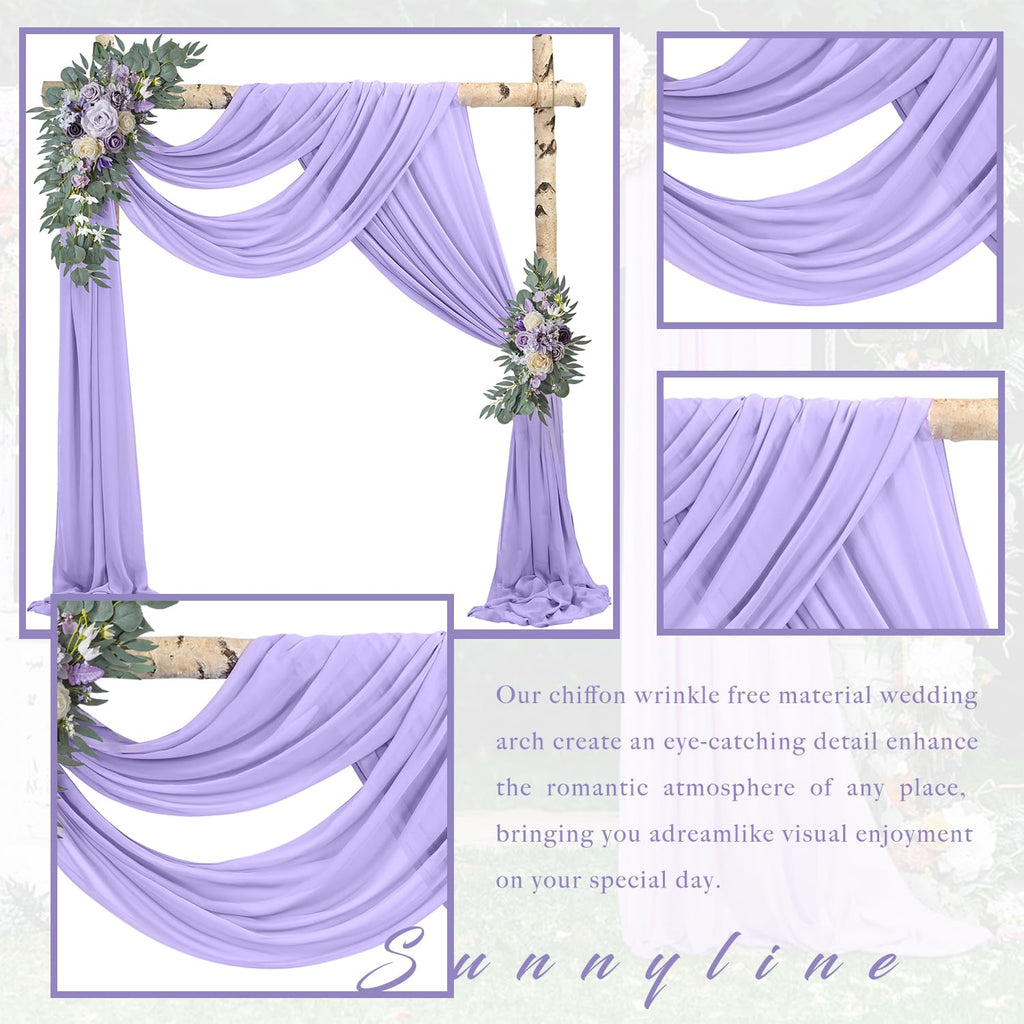 Wedding Arch Draping Fabric 2 Panels 20Ft Length x 28" Width Lilac Arch Drapes Chiffon Fabric Sheer Curtains Backdrop