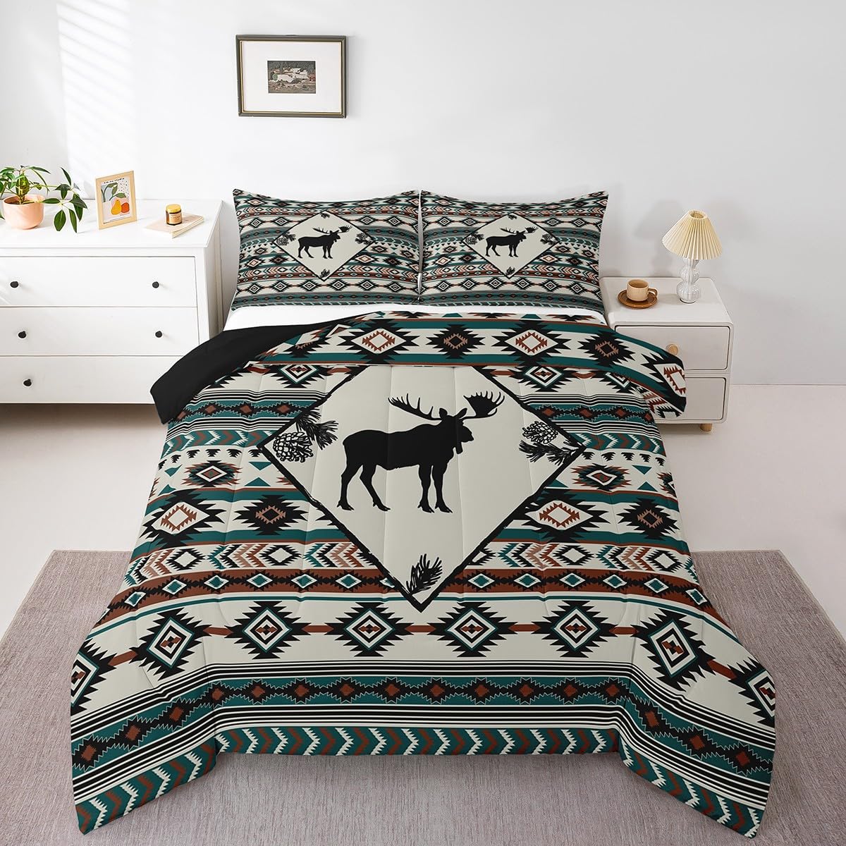 Rustic Moose Comforter Set Cabin Lodge Southwest