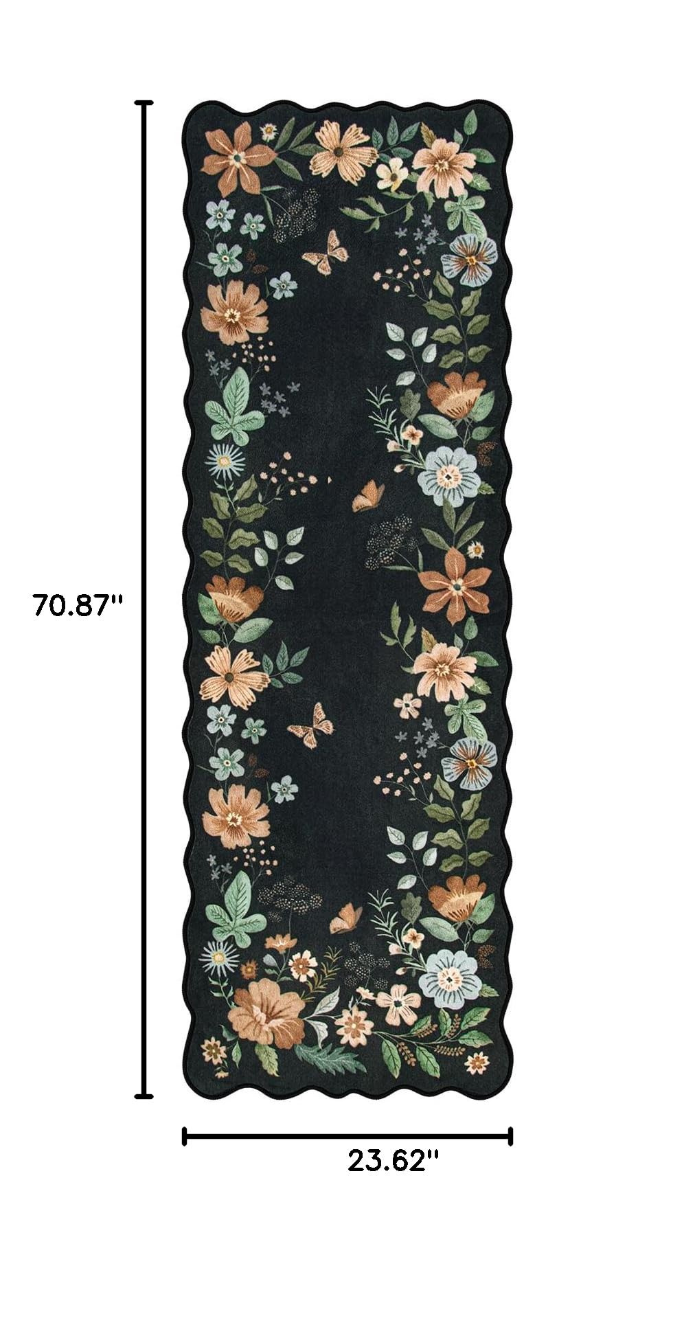Floral Kitchen Runner, Washable Runner Rug Non Slip Ultra-Thin