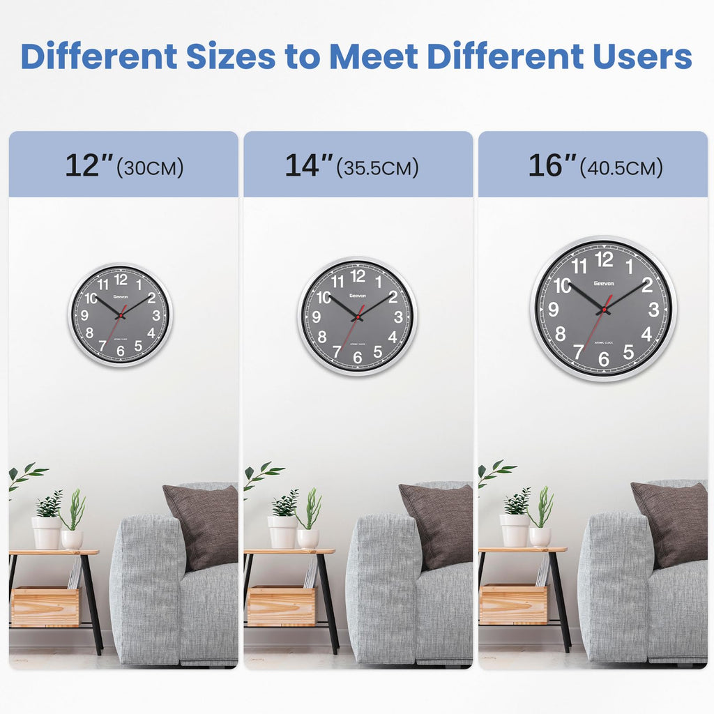 Inspired Nelson Style 16 Inch Atomic Wall Clock Self-Setting Analog Clock with DST