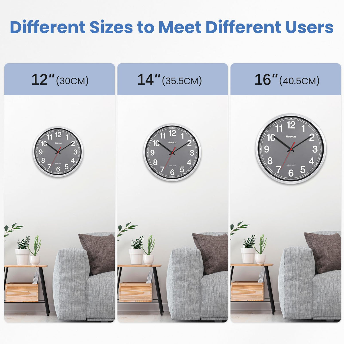 Inspired Nelson Style 16 Inch Atomic Wall Clock Self-Setting Analog Clock with DST