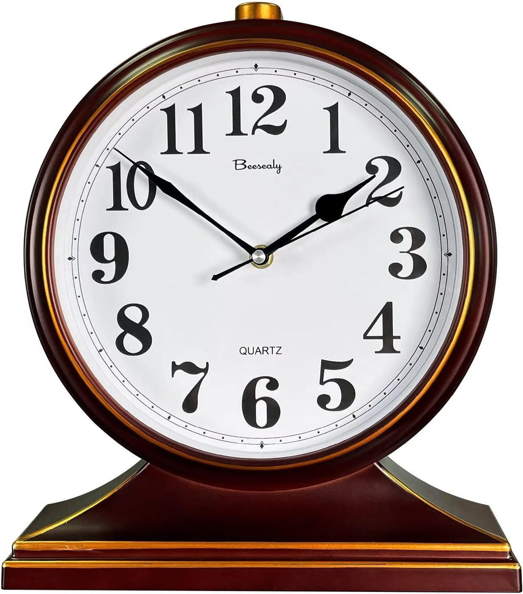 Desk Clocks for Table Decor,Retro Mantel Clock Battery Operated for Fireplace Mantel