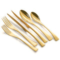 24 Pieces Gold Silverware Set with Steak Knives Service for 4,Modern 18/10 Stainless Steel Flatware Cutlery