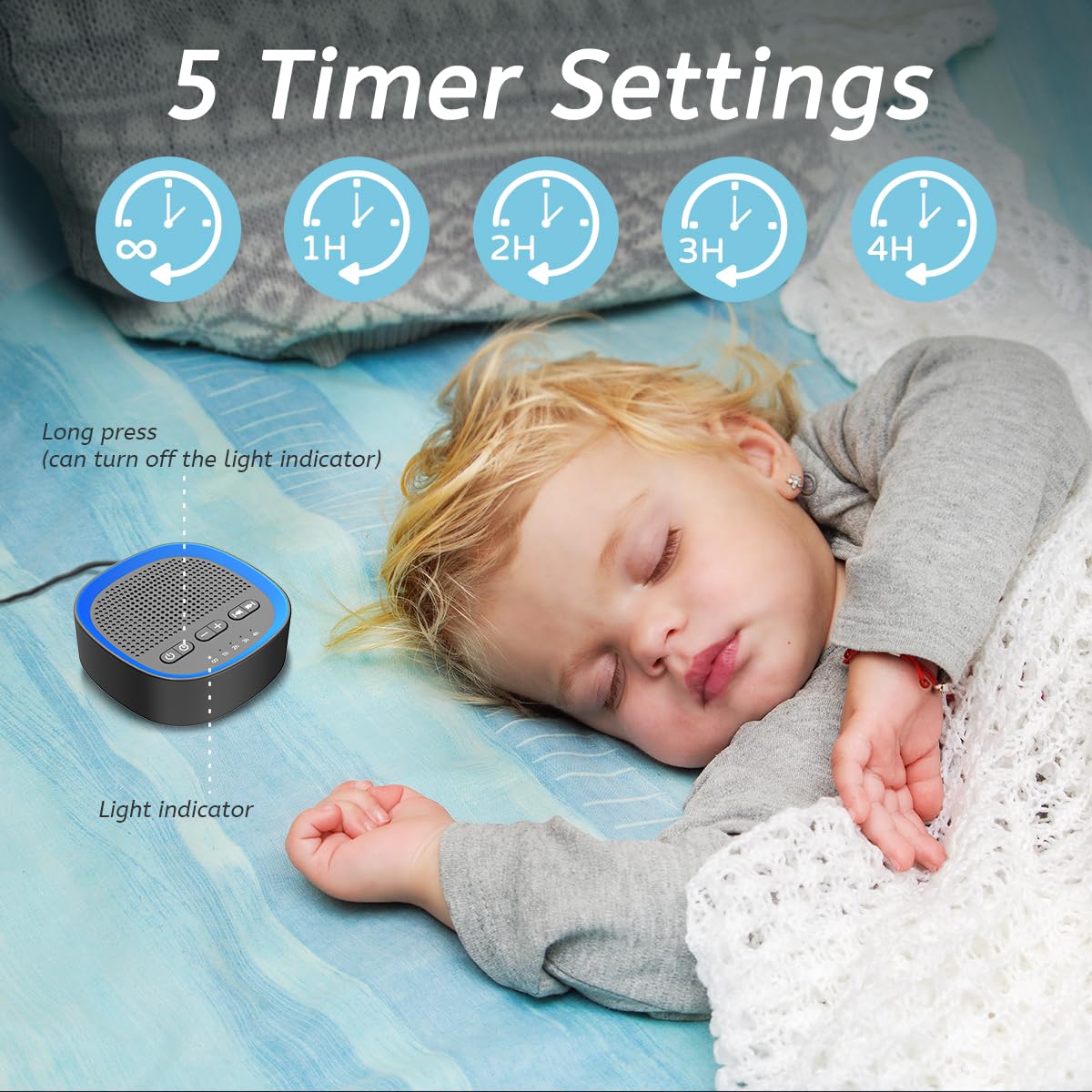 Sleep White Noise Sound Machines with 30 3.5 mm Headphone Jack 5 Timer Settings 32 Precise Volume Memory Function